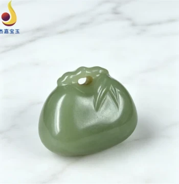 [Peace Lock] Natural Hetian Jade Encased Lock Pendant Unisex Green-White Jade Ornament Bamboo Joint Lock Necklace Charm