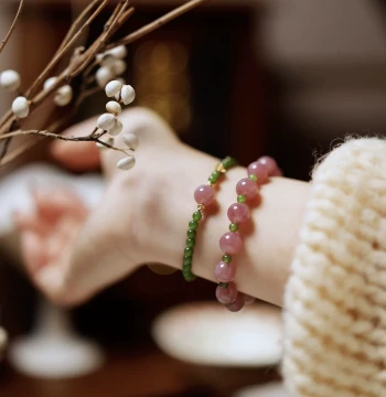 "Spring Banquet" Natural Crystal Bracelet with Hetian Jasper and Purple Mafic Stone, New Chinese Style for Women, S925 Silver Gold-Plated