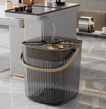 Premium Tea Water Bucket & Wastewater Bin; 2026 New High-Aesthetic Wet/Dry Separation 2-in-1 Storage with Drain Pipe; Tea Waste Bin