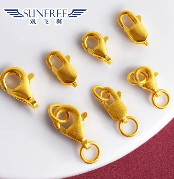 Gold 5G Spring Connector Lobster Clasp Bracelet Necklace Weaving Clasp Large and Small Sizes 999 Pure Gold Unisex