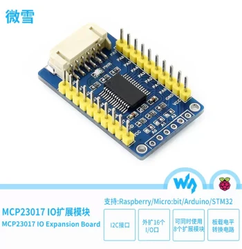 Waveshare MCP23017 I/O Expansion Module Compatible with Raspberry Pi/Micro:bit/STM32/Arduino