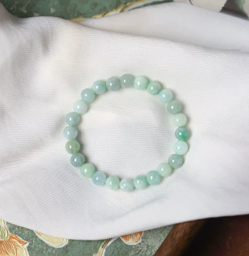Natural Grade A Jadeite Apple Green Round Bead Single-Loop Bracelet for Women