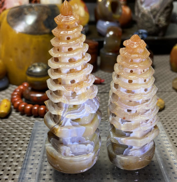 Agate Exquisite Exquisite Pagoda Tower Approximately 86mm High One Item One Photo Ornament Bonsai Decoration Buddhist Hall Wen Tower Chang Tower