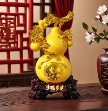 Lucky Gold Gourd Ornament Craft Living Room Fu Lu Gourd Entryway TV Cabinet Housewarming Gift Home Decoration