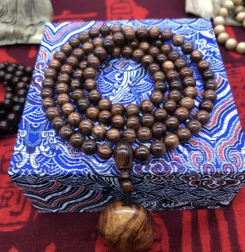 National Treasure Hainan Huanghuali Old Material Landscape Water Wave Straight Grain 8mm x 108 Beads Bracelet Necklace Net Weight 39.1g