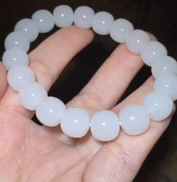 Natural Premium Xinjiang Hetian Seed Material, Old-Style Bead Bracelet 10.5x11mm, Authentic with Certificate from a 20-Year Legacy Store