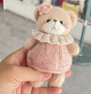 Knitting Needle Bear Doll Mini Little Milk Bear Handmade DIY Yarn Material Kit Handmade Gift Pendant Christmas Gift