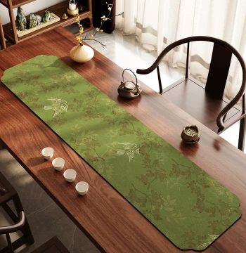 New Chinese Zen Style Tea Mat, Classical Chinese Diatom Mud Table Runner, Irregular Shape Absorbent Tea Table Pad, Anti-Slip Tea Tray Mat