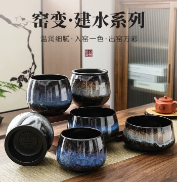Dry-Wet Separation Kiln-Change Tea Waste Container with Ceramic Filter Lid Tea Water Bucket Desktop Water Basin Wastewater Bucket Tea Washer Large Capacity