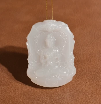 Yuxi Jewelry Hetian Jade Ice-Base Structureless Fine Warm Qinghai White Jade Guanyin Pendant A1