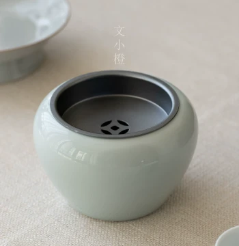 Wen Xiaocheng Powder Green Jian Shui Tea Washer Desktop Tea Residue Container Small Ceramic Brush Washer Wastewater Container for Home Use