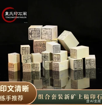 Combo New Mine Top-Grade Seal Stones: Shoushan & Qingtian Stone for Leisure Seals and Gold Script Engraving - Ready to Use