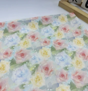 100% Polyester Canvas High-Density Mercerized Pearl Rose Soft Wear-Resistant Canvas Bag Jacket Tablecloth Handmade Digital Printing