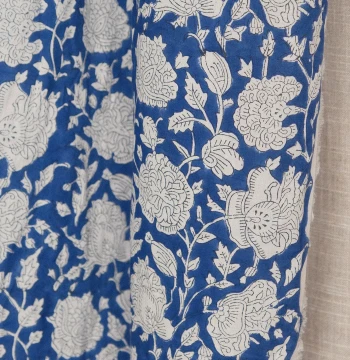 20cm Length Price 114cm Width UK Merchant and Mills Blue Background Floral Cluster Indian Cotton Fabric