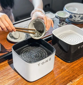 Tea Water Bucket Desktop Tea Dregs Container Waste Water Bucket Tea Leaf Filter Small Trash Can Office Dry-Wet Separation Tea Set Accessories