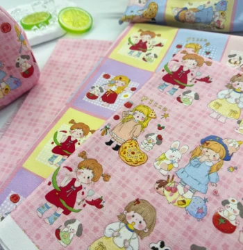 Exclusive Copyright Pattern 100% Cotton 8oz Canvas, Fruit Girl Series for Bags, Scrunchies, Tablecloths, Overalls, and Jacket Materials