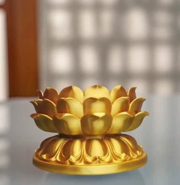 Round Base Home Golden Guanyin Bodhisattva Statue Offering Stand Caishen God Statue Elevated Buddha Lotus Offering Platform