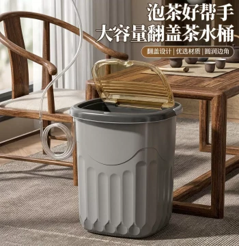 Large Tea Tray Water Bucket, Household Tea Residue Bin, Transparent Tea Table Trash Can with Dry-Wet Separation and Filtration for Tea Sets
