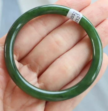Authentic Natural Hetian Jade Bangle Size 50 - Certificate No. 5284032, Hetian Jasper Round Bar Style