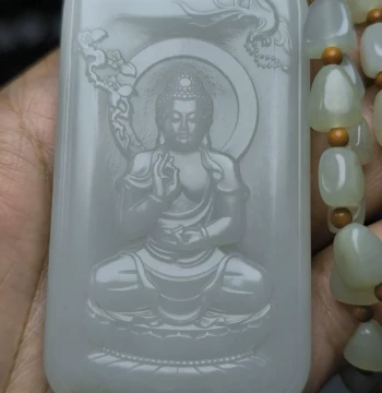 Hetian Jade Mountain Material Twelve Zodiac Guardian Buddha Plaques: Mahavairocana, Amitabha, Bodhisattva Pendants