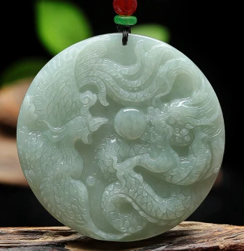 Natural Jadeite Type A Dragon and Phoenix Pair, Natural Jade Necklace Couple Pendant for Men and Women, Couple Jade Charm and Drop