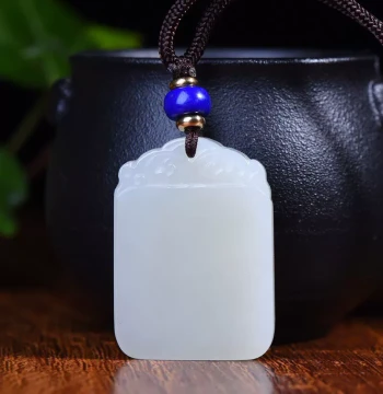 Natural Hetian Jade Mutton White Jade Peace Safety Plaque Pendant Unisex Polished Plain Jade Plaque