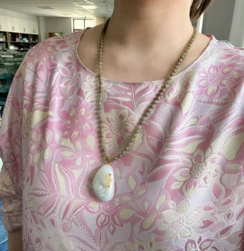 N White Jade Seed Material Fortune Butterfly Continuous/Butterfly/Lotus Pendant Set with Original Skin, Zhen® Warehouse Xinjiang Hetian Jade