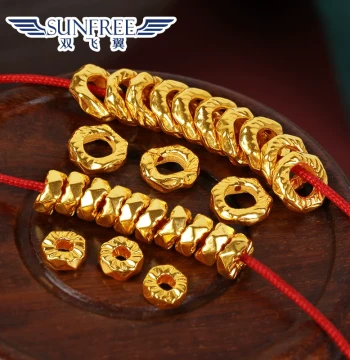 Gold 5G Hard Gold Versatile Spacer Beads No Gap Disc Coiled Pure Gold 999 Shims Wenwan Bracelet Chain Accessories for Men and Women