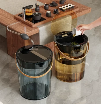 Tea Water Bucket with Integrated Drain Pipe, Tea Leaf and Residue Separator, Dry-Wet Separation Waste Container for Tea Rooms and Offices