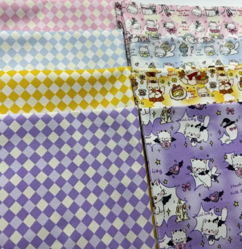 Exclusive Copyright Floral Pattern 100% Cotton 8oz Canvas High-Density Little Cat Diamond Grid Series - Fabric for Bags, Tablecloths, Overalls, Jackets