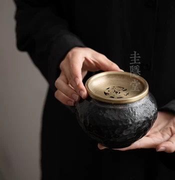 Gui Yin Tang Handmade Pure Purple Copper Jian Shui (Water Washer); Home Retro Tea Washer, Tea Wastewater Bucket, Tea Waste Bin, and Water Cup