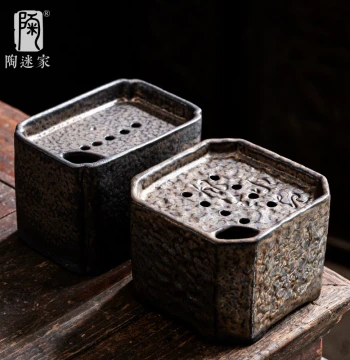 Tao Mi Retro Gilded Glaze Jian Shui; Tea Tray Wastewater Bucket & Water Storage Tea Waste Bin; Chinese Kung Fu Tea Set Accessory for Small Tea Tables