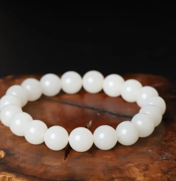On Sale Xinjiang Hetian Jade 10mm White Jade Round Bead Bracelet, 30g Weight, Jade Pendant, Su Craftsmanship, Flawless