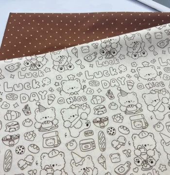 Exclusive Licensed Floral Pattern, 100% Cotton 8oz Canvas and Poplin, Linear Bear Design for Bags, Tablecloths, Overalls, and Jackets