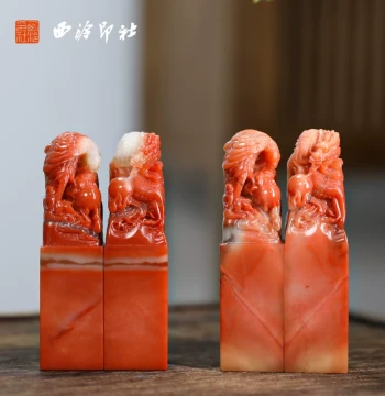 [Xiling Yinshe] Dragon and Phoenix Pair Seal Unique Piece Calligraphy Book Collection Seal Corner Seal Chinese Painting Introductory Seal Private Custom Personal Seal Handmade Seal Carving Stone Material Gift Collection