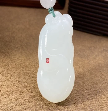 Andaozi Xinjiang Hetian Jade Seed Material Mutton Fat White Jade Big-Belly Maitreya Buddha Pendant Peace Jade Pendant Flagship Store