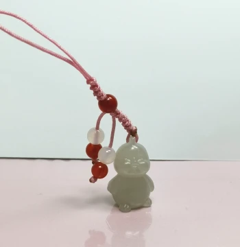 22-Year Established Store, Natural Hetian Jade Rooster Zodiac Phone Charm, Keychain, Bag Pendant, No. 02 with Certificate