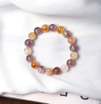 Factory Clearance Natural Amethyst with Yellow Tower Crystal Round Beads Purple-Yellow Crystal Bracelet Women's Crystal Jewelry