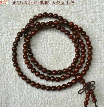 Authentic Indian Small-Leaf Red Sandalwood 108-Bead Bracelet – 5mm/6mm/7mm Hand Chains, 0.5 Buddhist Beads, 0.6 Prayer Beads, 0.8 Genuine Product