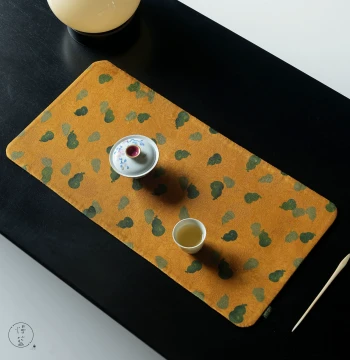 Manlan | Gambiered Canton Gauze Tea Mat: New Chinese Style Home Retro Double-Sided Printed Dry Tea Ceremony Mat 50*24
