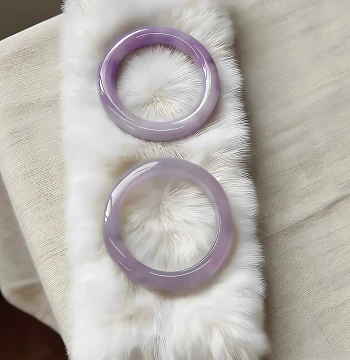 Zuixiangwu 'Ink Smoke' Series - Premium Myanmar Lavender Ice-Grade Floating Flower Genuine Jade Bangle - Authentic Clearance