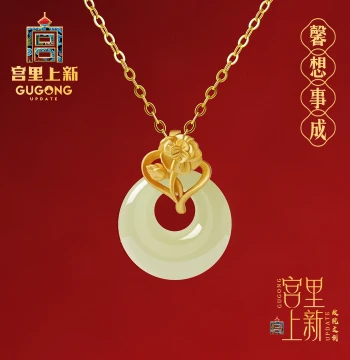 Gongli Shangxin Hetian Jade Pendant for Women – Sterling Silver Jade Peace Buckle Necklace, Perfect Birthday or Mother's Day Gift for Mom