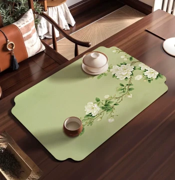 Chinese Zen Tea Mat Table Runner, Specialized Tea Ceremony Table Cloth, Small Tea Station Diatom Mud Tablecloth, Cup Draining Pad