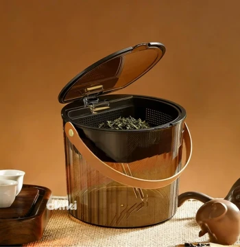Desktop Tea Water Bucket Small Size Tea Leaf Filter Dry-Wet Separation Mini Tea Residue Waste Water Bucket Dedicated for Tea Sets and Tea Rooms