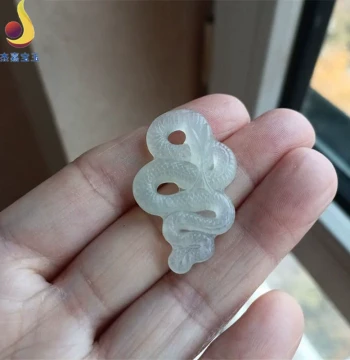[Wealth Wrapped Around Body] New Hetian Jade Snake Pendant Jade Hanging Ornament Snake Brings Good Luck Jade Pendant Men Women Zodiac Snake with Certificate