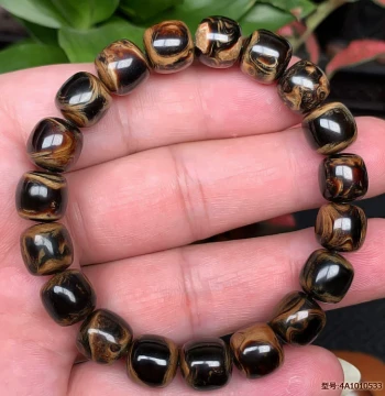 Natural Sea Willow Blood Willow Bracelet Prayer Beads for Men and Women, 10X10mm Barrel and Drum Beads with Gold Thread Pattern, Free Shipping