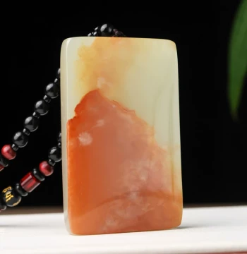Natural Xinjiang Hetian Jade Seed Material Peace Tablet Pendant, Natural Jade Men's Wushi Tablet Hanging Ornament Necklace Jade Pei