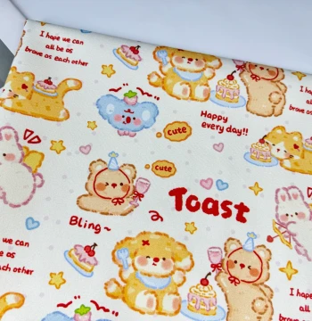 (Copyright Pattern) 100% Cotton 8oz Canvas and Poplin High-Density Cute Cartoon Dog Tablecloth Overalls Jacket