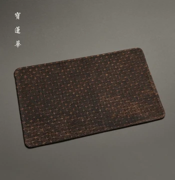 Vintage Cross-Pattern Gambiered Canton Gauze Tea Mat: Silk-Blend Dry Brew Fabric Tea Pad, Heat-Insulating Cup/Teapot Coaster