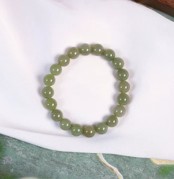 Special Offer: Natural Hetian Jade Clear Water Round Bead Bracelet, Unisex Jade Jewelry Accessory
